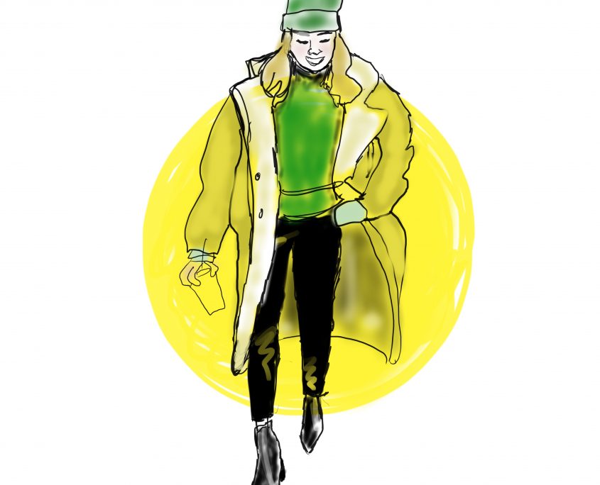 Lisbeth van Lintel yellow coat illustratie